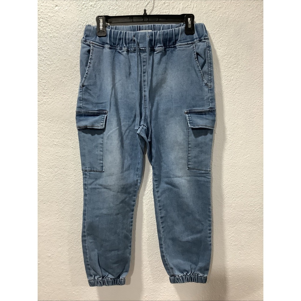 Tinseltown Skinny Jogger Jeans Light Wash Denim Sz Large Pockets Stretch Hiking